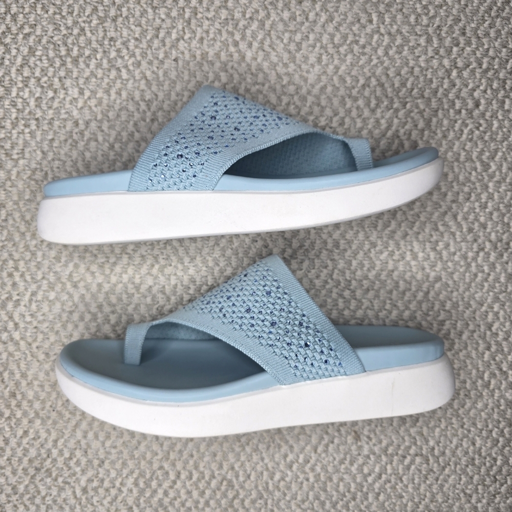Kenneth Cole Reaction Teffi Knit Blue Slide Sandals NWT 8.5